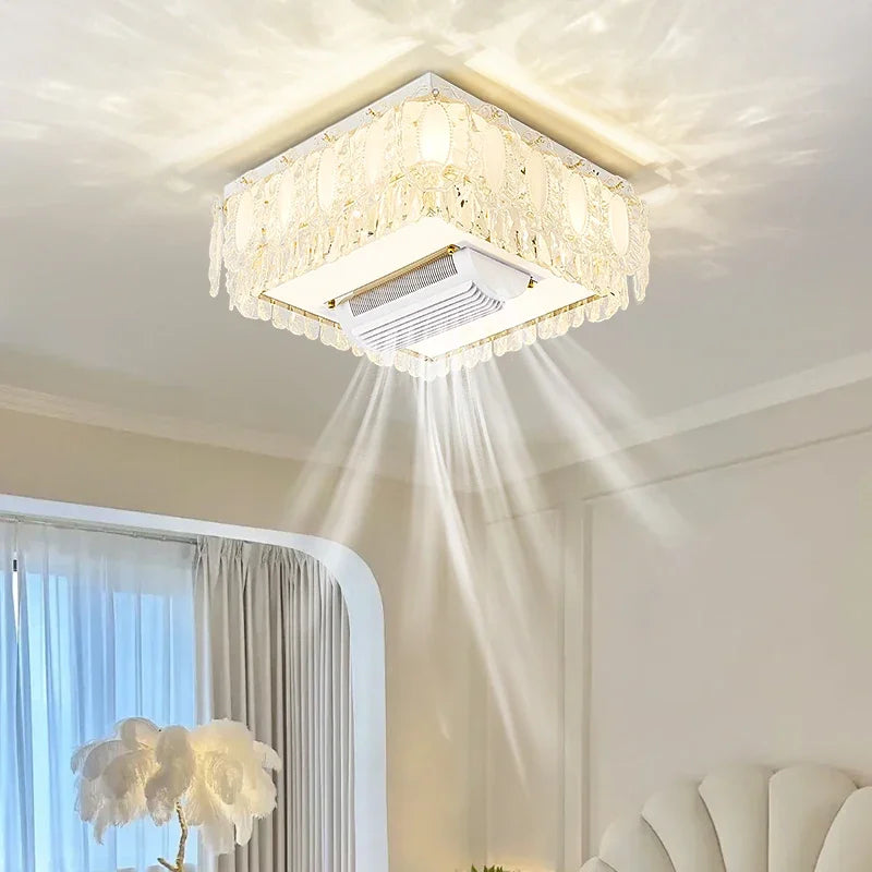 Afralia™ Nordic Crystal LED Ceiling Fan Light with Remote Control for Living Room and Bedroom
