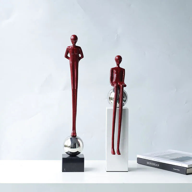 Afralia™ Abstract Thinker Metal Figurine Portrait Sculpture Home Decoration