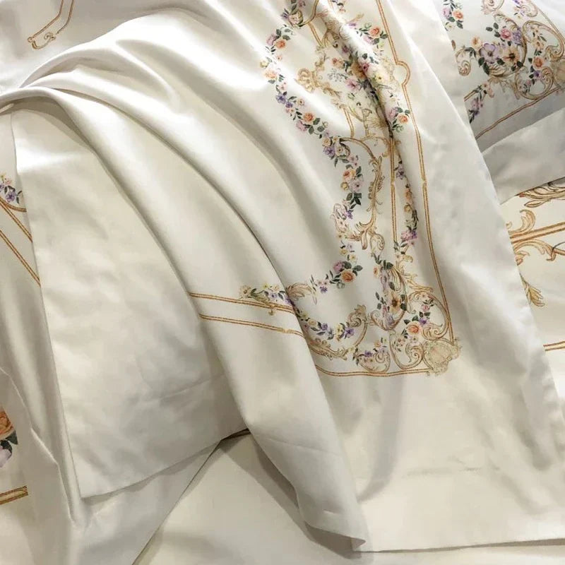 Afralia™ Egyptian Cotton Bedding Set: Queen King Ru Size Duvet Cover, Sheet, Pillowcase White