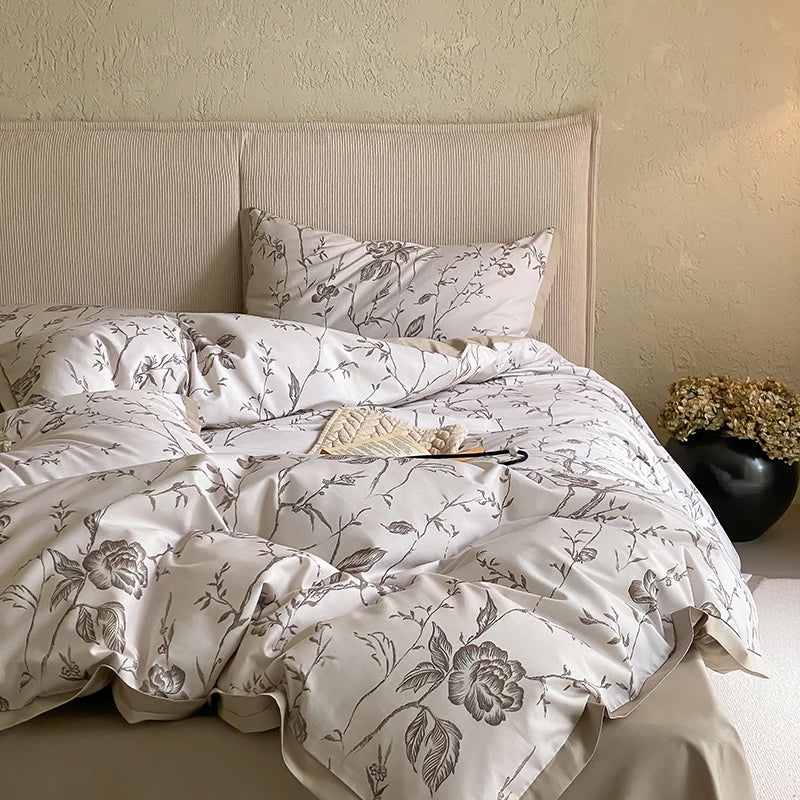 Afralia™ Egyptian Cotton Print Bedding Set - Queen King Ru Size Sheets Pillowcases Blanket Cover