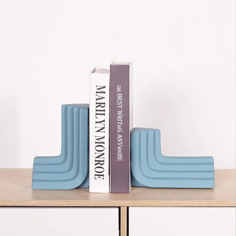 Afralia™ Ceramic Geometry Bookend Statues - Handcrafted Desktop Decor with Study Porch Ornament
