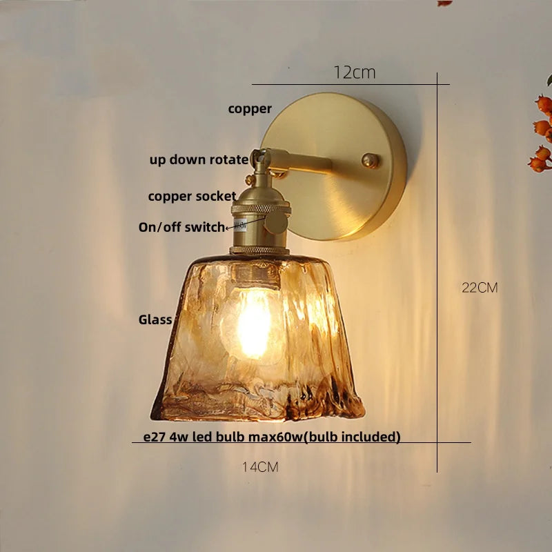 Afralia™ Amber Vintage LED Wall Light Fixture Up Down Rotate Pull Chain Switch