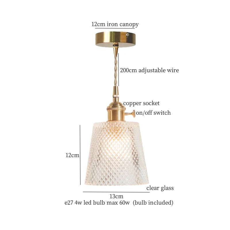 Afralia™ Glass LED Pendant Light for Home Restaurant Cafe Nordic Minimalism Copper Lamps