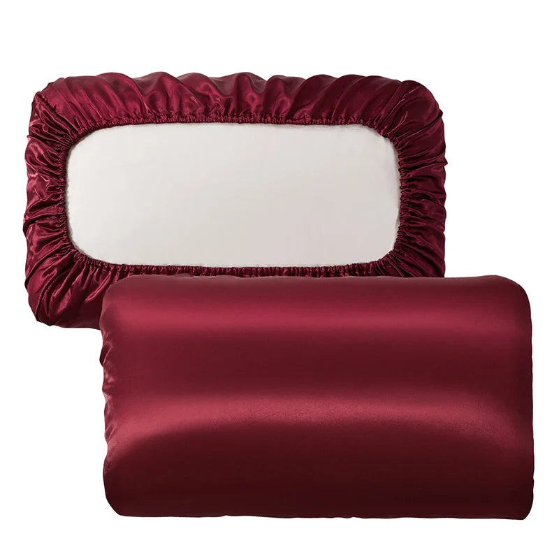 Afralia™ Imitation Silk Elastic Band Pillowcase Queen King Size Smooth Satin Luxury Bedding