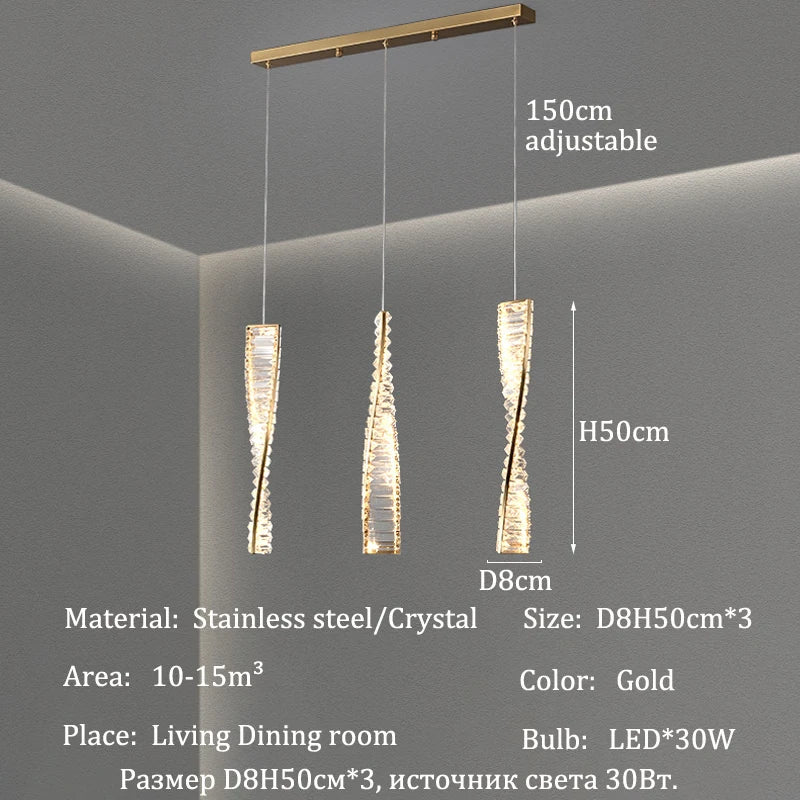Afralia™ Crystal Chandelier LED Strip for Home Dining Room Decoration