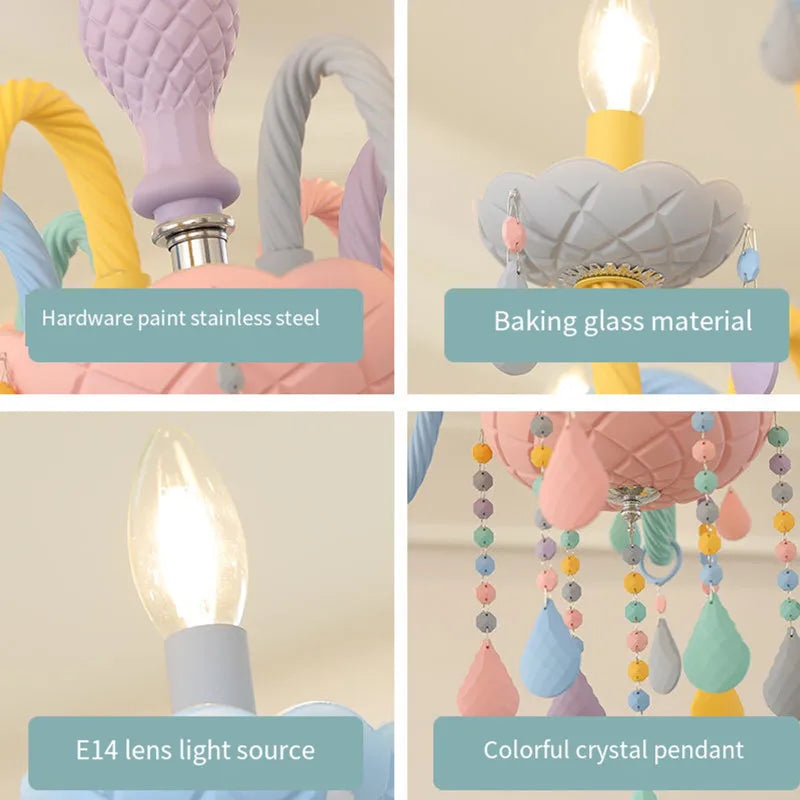 Afralia™ Crystal Chandelier: Modern Macaron Colorful Rainbow Lustres for Children's Room