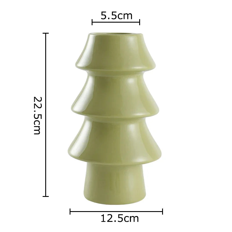 Afralia™ Xmas Tree Ceramic Vase for Table Decoration and Flowers Arrangement