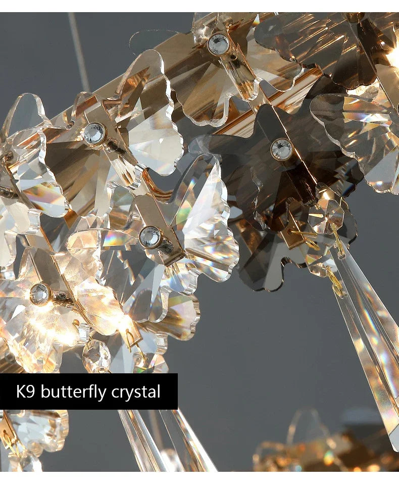 Afralia™ Butterfly Crystal LED Pendant Light for Bedroom Living Room Decor
