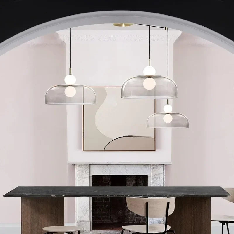 Afralia™ Double Balls Glass Chandelier Pendant Light for Kitchen Dining Room