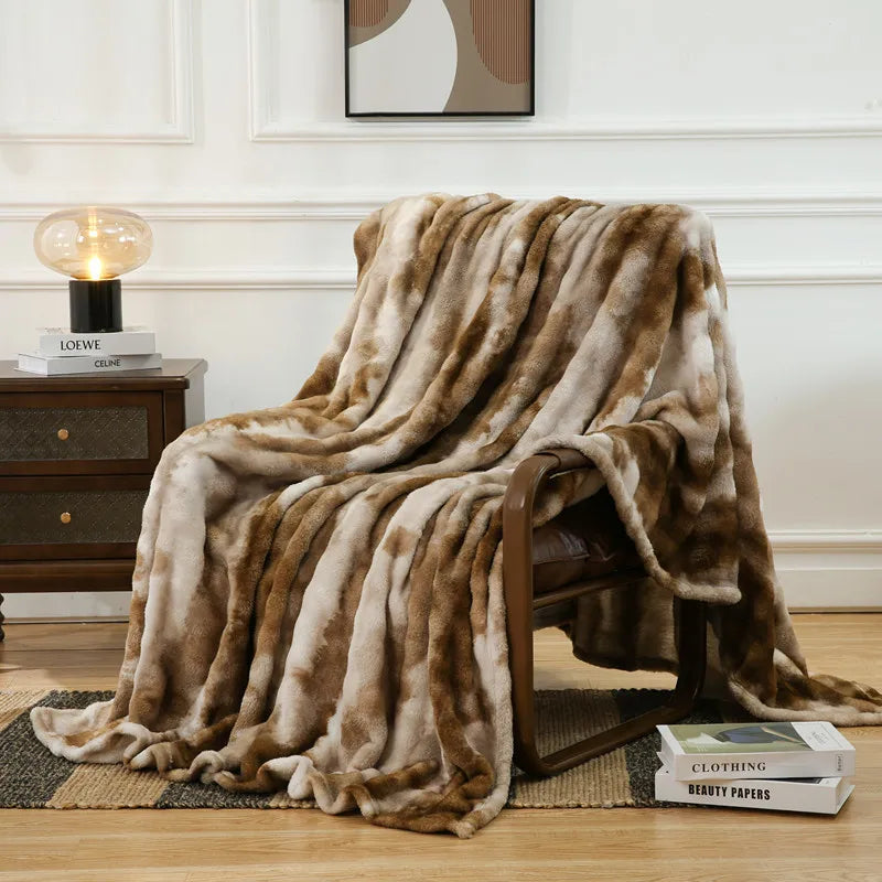Afralia Fuzzy Faux Fur Blanket - Cozy & Soft Reversible Throw for Sofa and Bed
