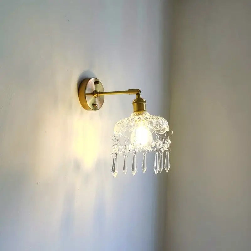 Afralia Crystal Copper LED Wall Sconce Light for Home Decor & Indoor Lighting