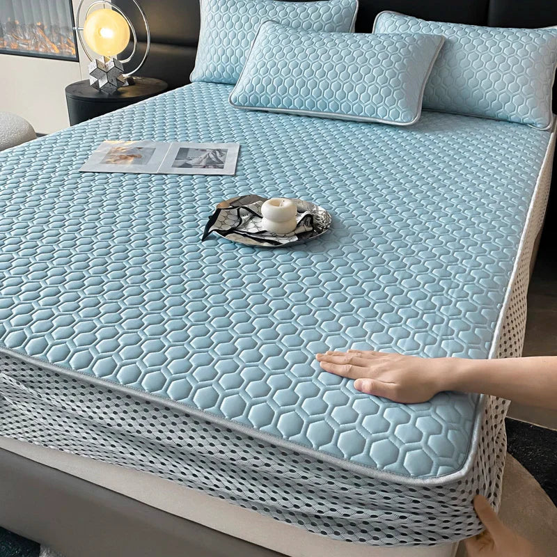 Afralia™ Cool Summer Bed Mat Set Queen - High-quality Ice Silk Fabric