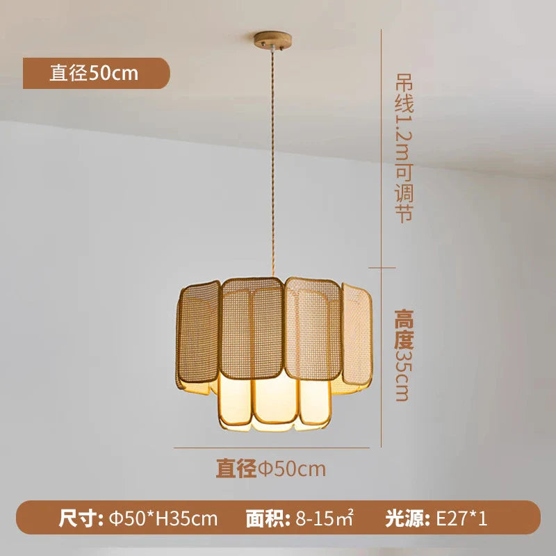 Afralia™ Wabi-Sabi Rattan Pendant Lights Zen Art Decor LED E27 for Home Restaurant