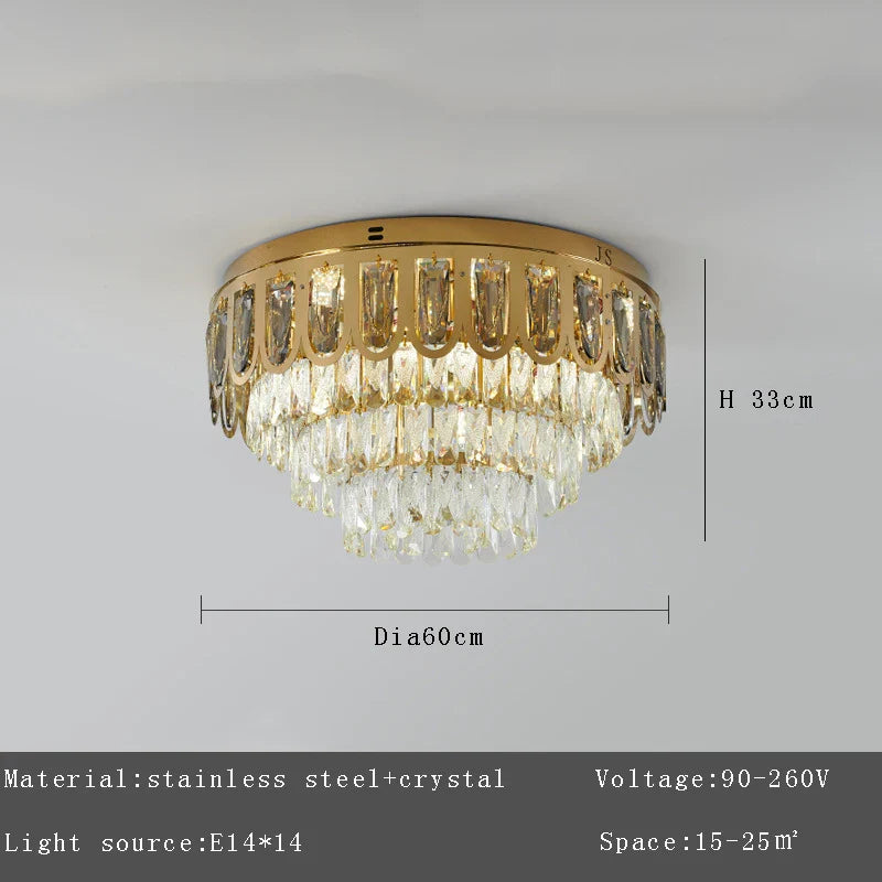 Afralia™ Crystal Luxury Gold Ceiling Chandelier for Elegant Living Room Décor