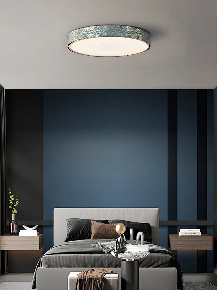 Afralia™ Blue Copper Crystal LED Ceiling Chandelier for Dinning Room