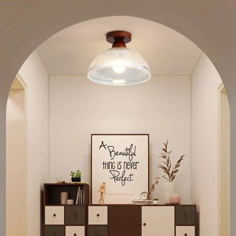 Afralia™ Wood Glass LED Ceiling Lights Modern Luminaria De Teto for Home Décor