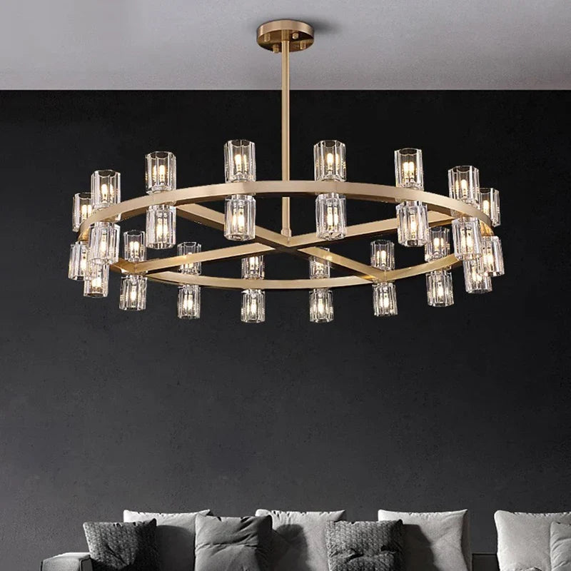 Afralia™ Crystal Chandelier: Luxury Living Room & Dining Room Pendant Light