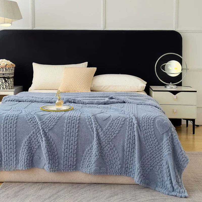 Afralia™ Taffeta Velvet Jacquard Coral Fleece Blanket: Warm, Skin-Friendly, Multi-Functional Sofa Cover