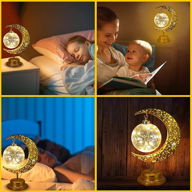 Afralia™ LED Ramadan Moon Star Night Light Table Lamp for Eid Decoration