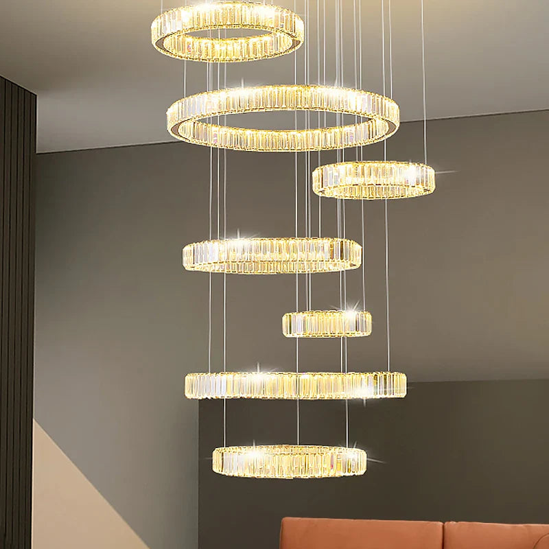 Afralia™ Luxury Crystal Chandelier Modern LED Lighting for Dining Room, Bedroom, Staircase & Hotel Hall