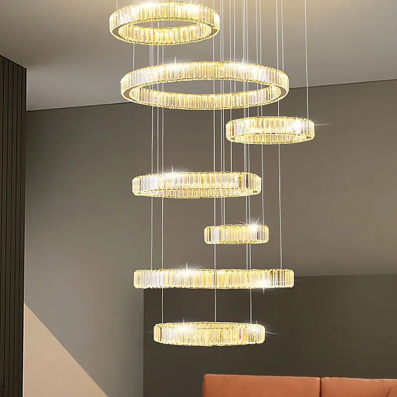 Afralia™ Luxury Crystal Chandelier Modern Led Lighting for Ining Room Staircase Villa Hall