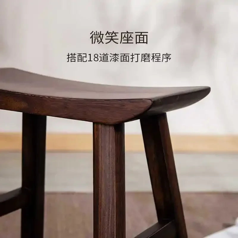 Wooden Walnut Square Stool by Afralia™: Rustic Real Wood Bench for Dining, Kids, or Home