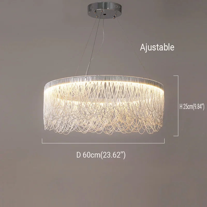 Afralia™ Modern Fringe Chandelier: Round Bedroom & Living Room Tassel Chain Light