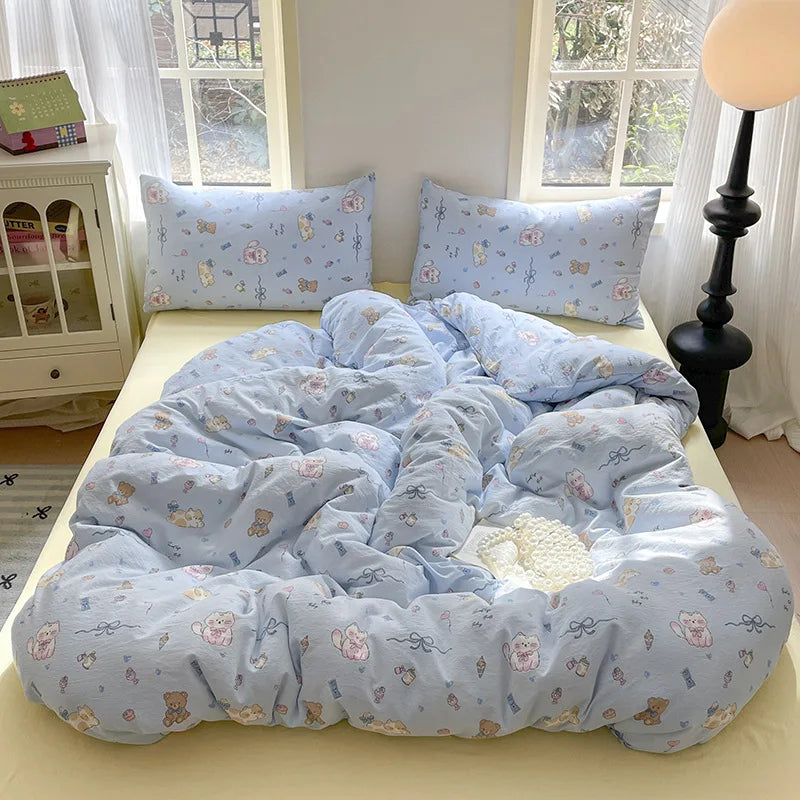 Afralia™ Cotton Flower Print Bedding Set - Romantic High-Density Comforter for Adults