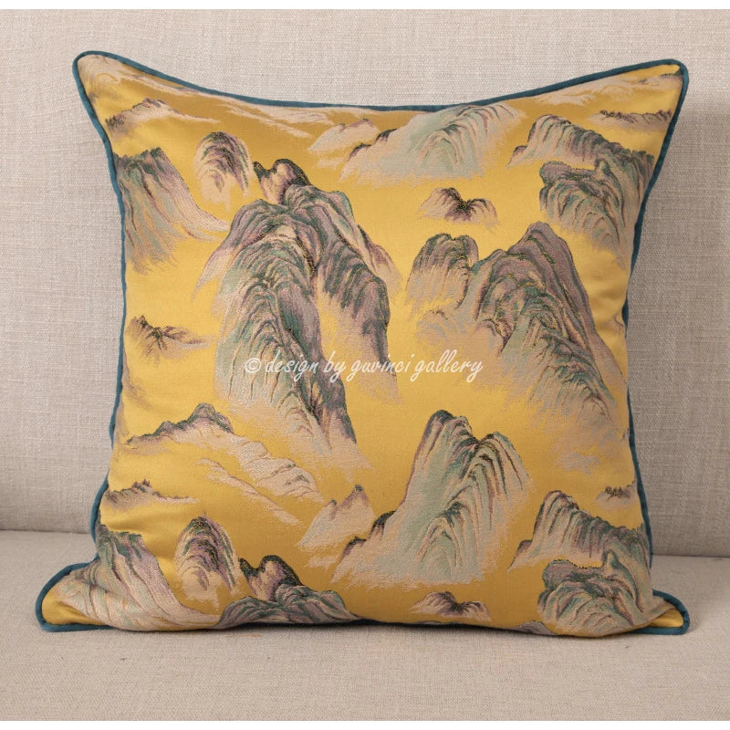 Afralia™ Luxury Gold Silk Satin Pine Tree Throw Pillowcase