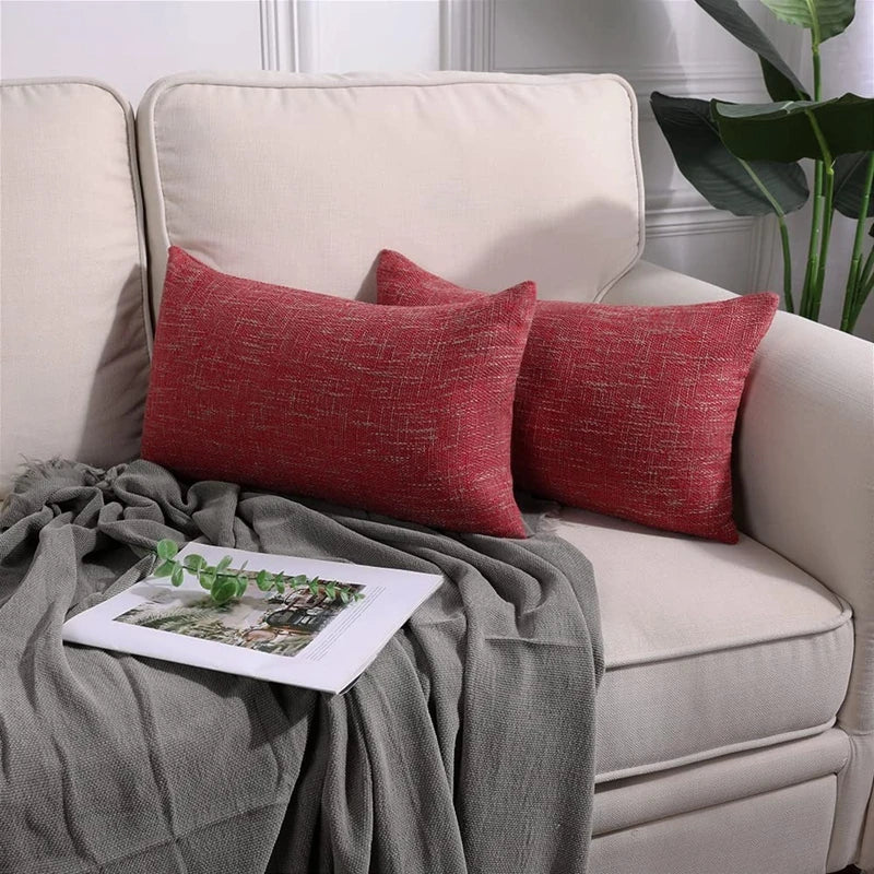 Afralia™ Linen Throw Pillow Covers Set of 2 - Solid Color Farmhouse Decor Case