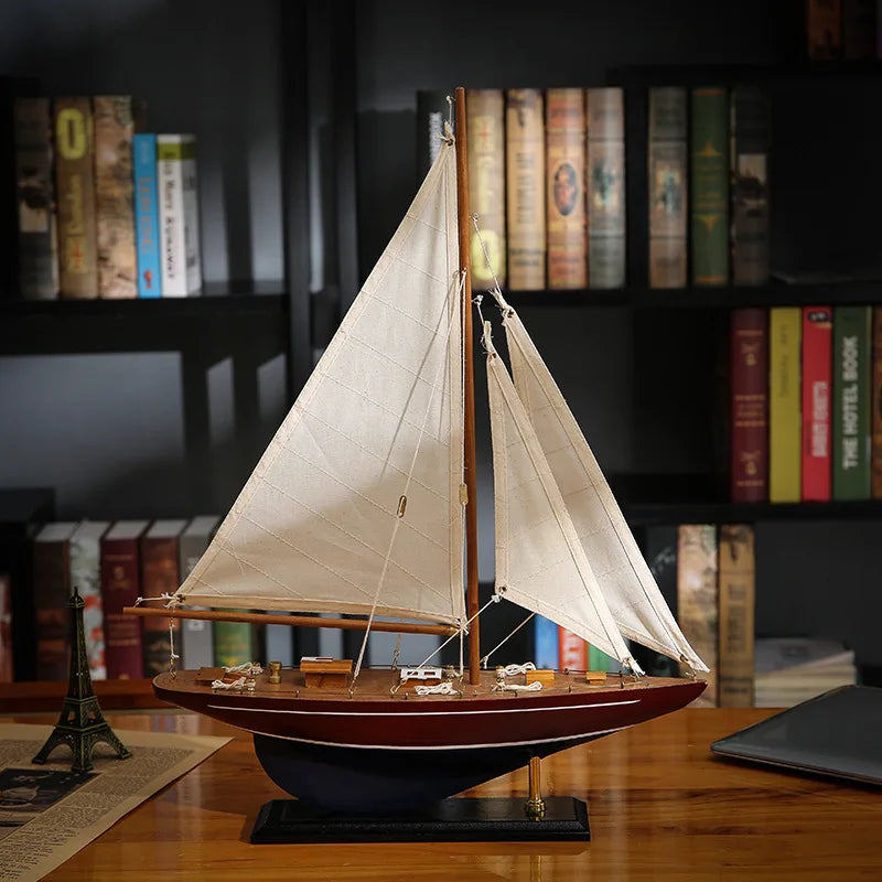 Afralia™ Wooden Sailboat Decoration, Modern Handmade Model, Pirate Ship Decor, High-grade Wood Crafts