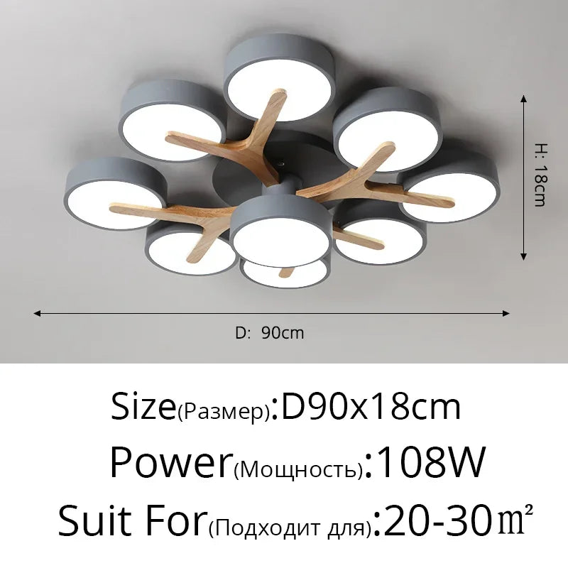 Afralia™ Nordic Wood Art LED Chandelier for Modern Living Room Decor