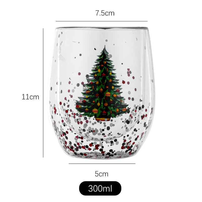 Afralia™ Double Wall Glass Mug - Festive Heat-Resistant Cup for Coffee or Water