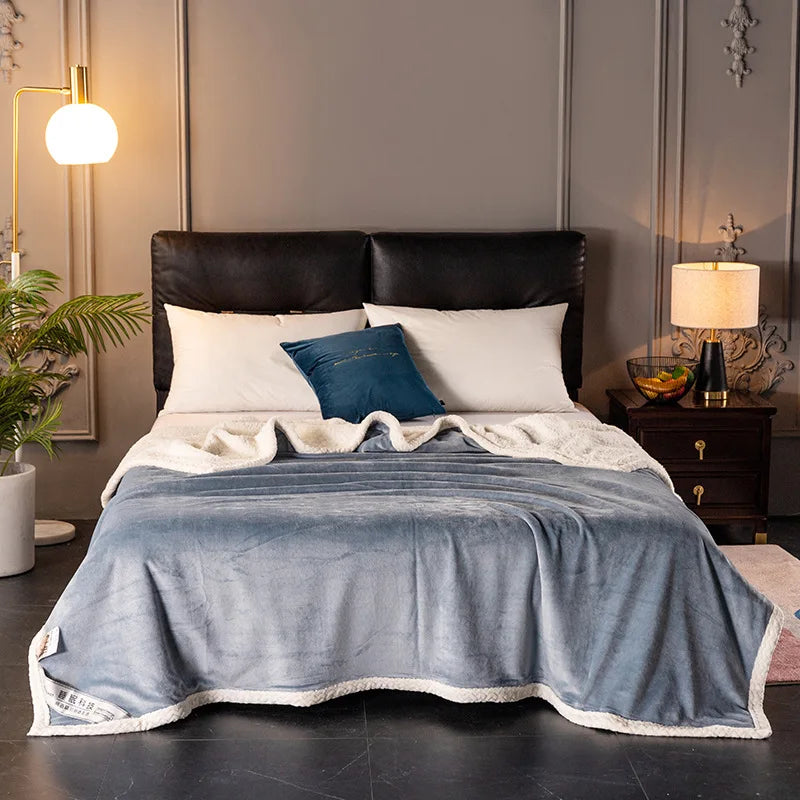 Afralia™ Double-Layer Velvet Sofa Blanket: Luxuriously Warm & Skin-Friendly