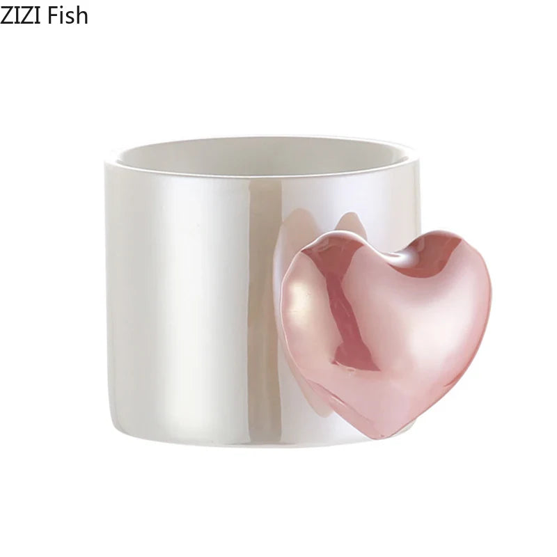 Afralia™ Love Heart Ceramic Mugs 330ml Dining Coffee Tea Cup Juice Container