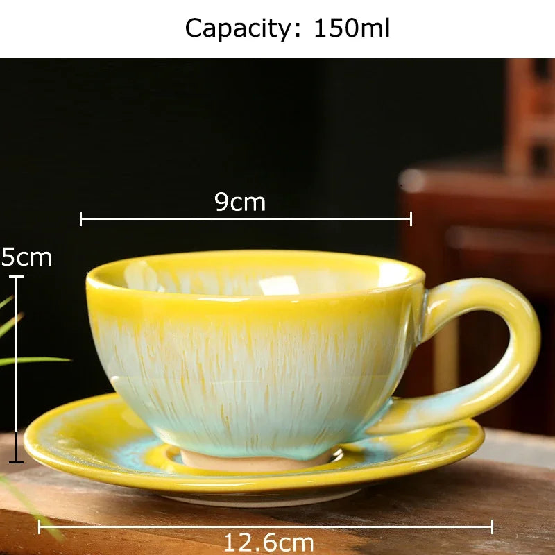 Colorful Porcelain Tea Cup & Saucer Set | Afralia™ Retro 150ml Coffee Mug