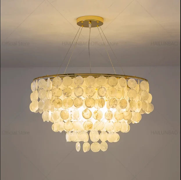 Afralia™ Nordic Shell Chandelier: Modern, Creative, & Luxurious Lighting for Living, Dining & Bedroom