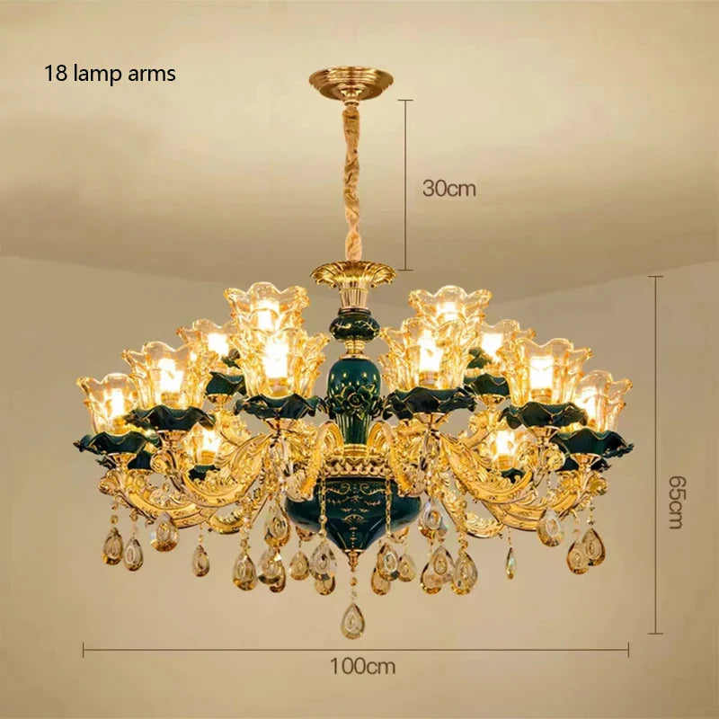 Afralia™ Champagne Crystal Chandelier: Luxurious Living Room Bedroom Pendant Lamp