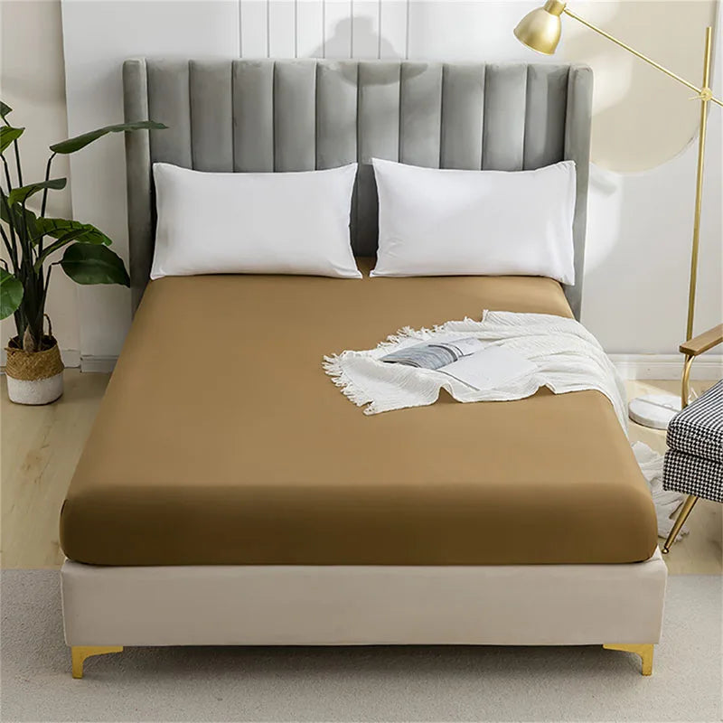 Afralia™ Brushed Fitted Mattress Cover with Deep Pockets – European Skin-Friendly, Durable Solid Bedding