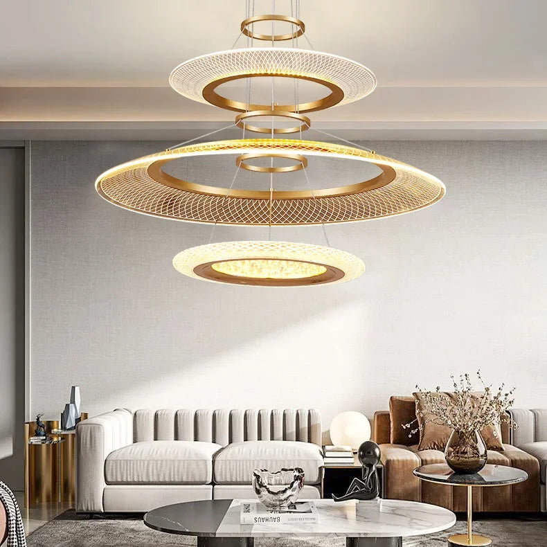 Afralia™ LED Ring Ceiling Chandelier: Luxury Villa Pendant Light for Living & Dining Rooms