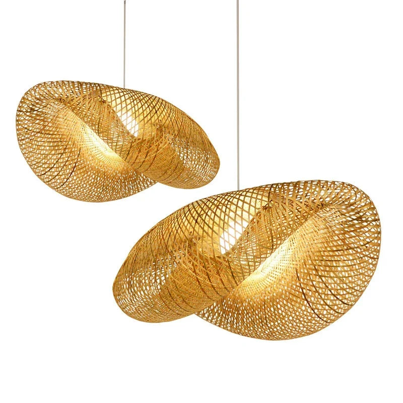 Bamboo Suspension Pendant Light Chandelier by Afralia™ for Kitchen Living Dining Room