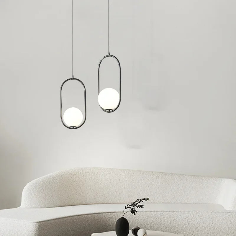 Afralia™ Glass Ball Ring Pendant Lamp for Living Dining Bedroom