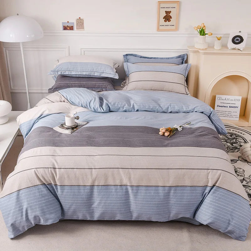 Afralia™ Brushed Cotton Printed Duvet Cover Set - Single/Double Bed Bedclothes