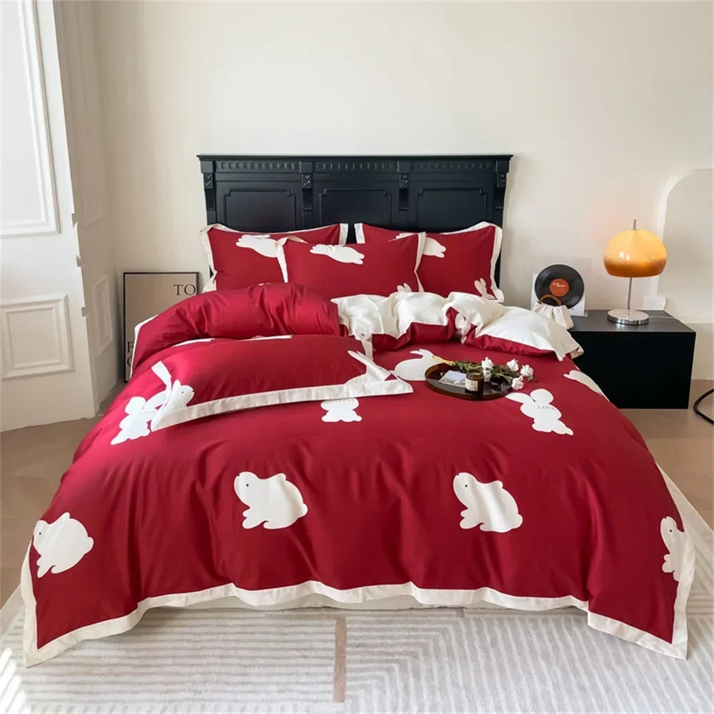 Afralia™ Yellow Lemon Fruit Satin Egyptian Cotton Duvet Cover Set - Queen King Size