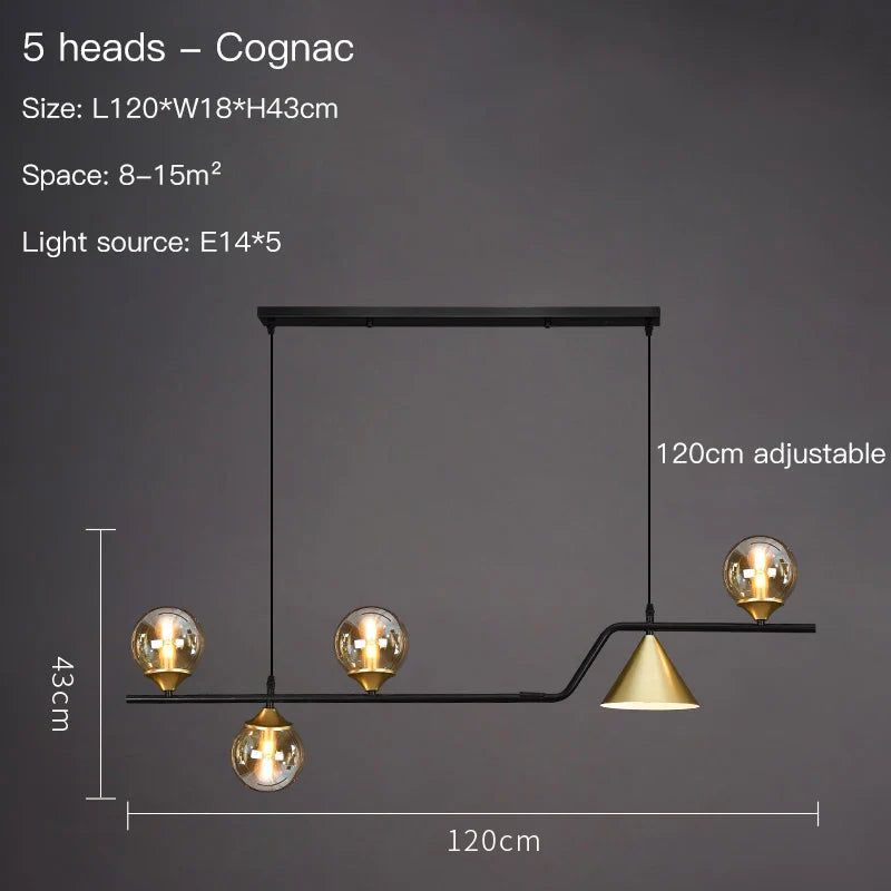 Afralia™ Nordic Glass Ball Chandelier for Living Room, Modern Black Luster Pendant Light