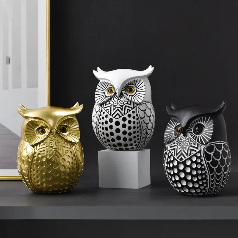 Afralia™ Owl Resin Statue Decoration for Home Office Living Room Desktop Decor