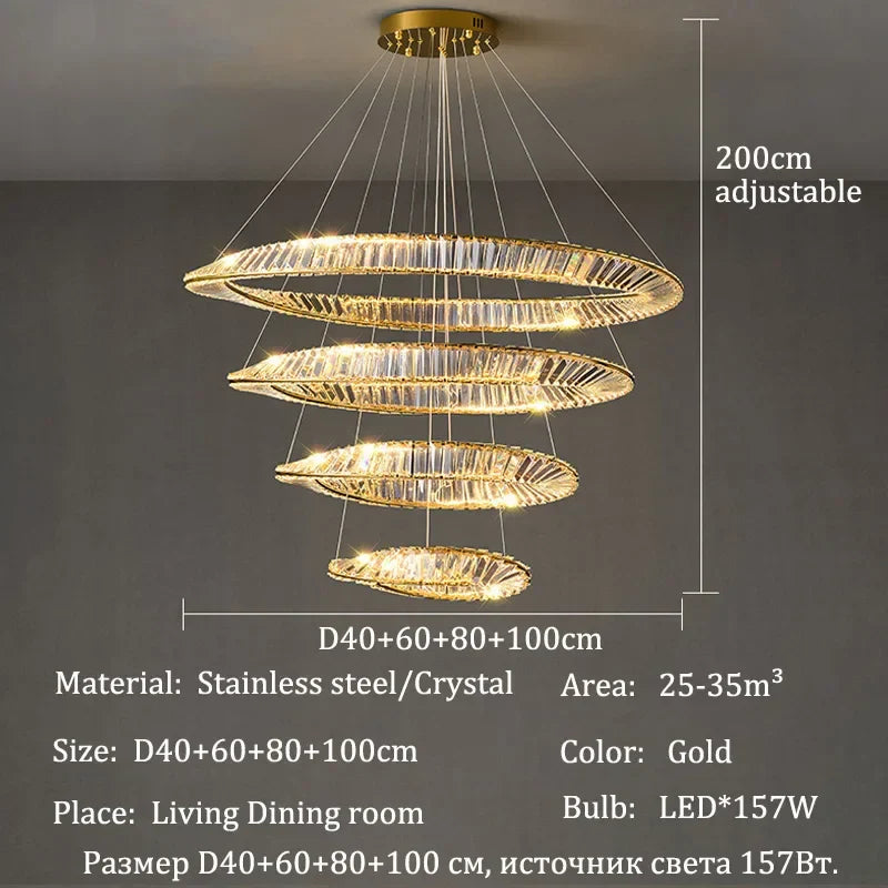Afralia™ Crystal Pendant Lights: Modern Luxury LED Chandelier for Home Dining Room Decor