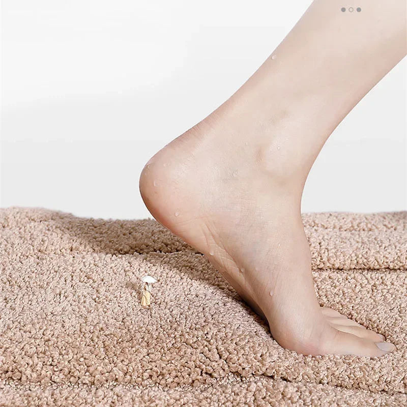 Afralia™ Geometric Flocked Bath Mat Thicken Super Absorbent Anti-slip Bathroom Rug.