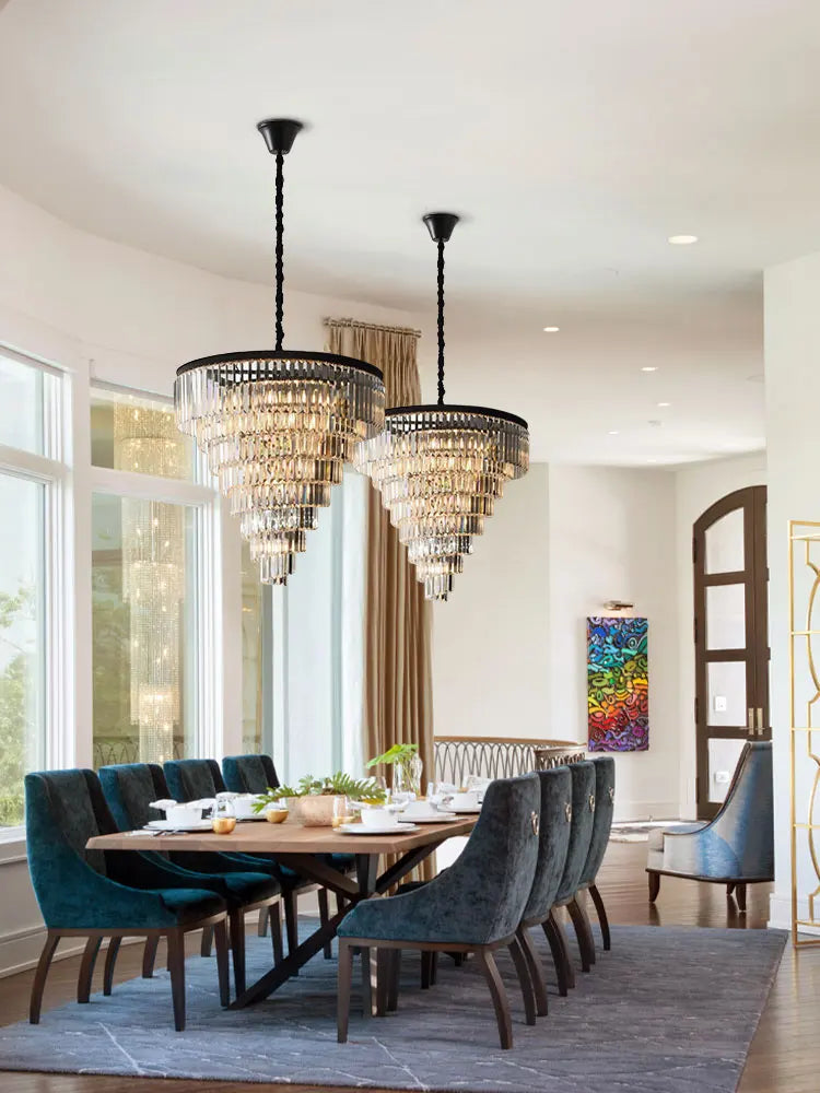 Afralia™ Spiral Crystal Black Pendant Light - Elegant Living Room Hanging Lamp