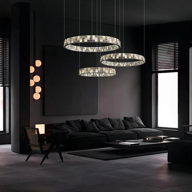 Afralia™ Crystal Lustre Circle Chandelier LED Lights - Modern Luxury Minimalism décor